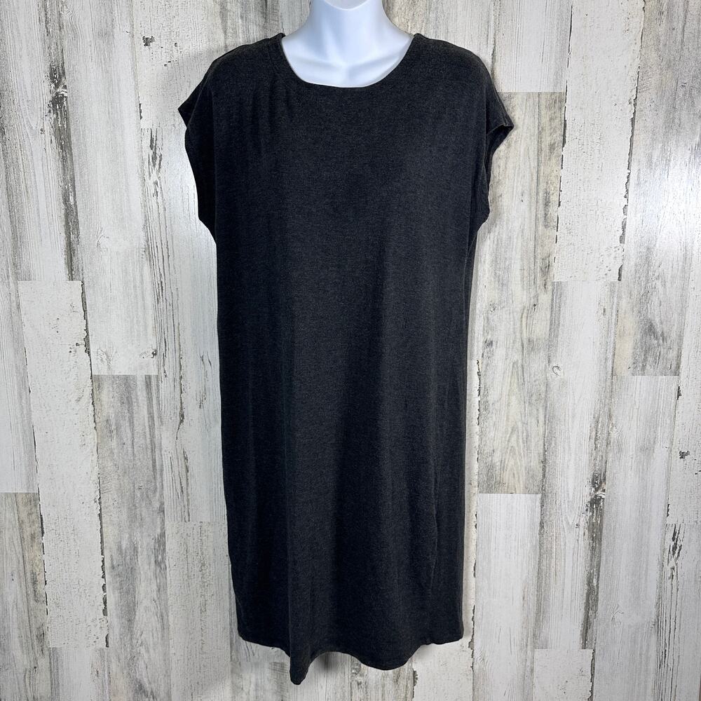 Eileen Fisher Charcoal Grey Cotton Dress – Small – Minimalist Casual Work Travel
